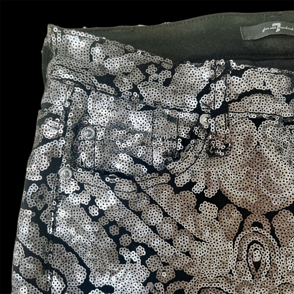 7 For All Mankind Gold/Silver Sequin Jeans / Pants - Size 25 - Picture 10 of 15